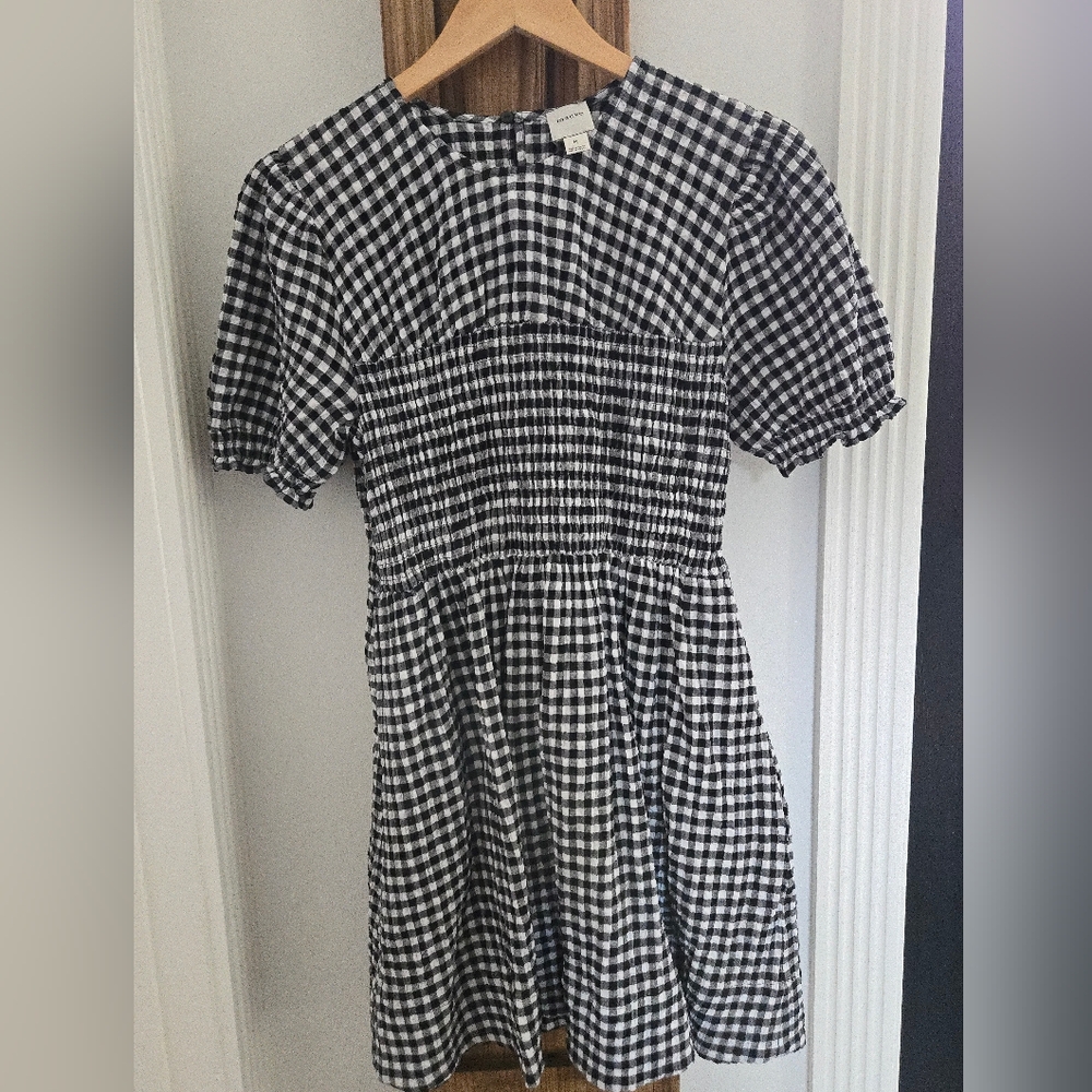 Anthropologie Black and White Gingham Mini Dress